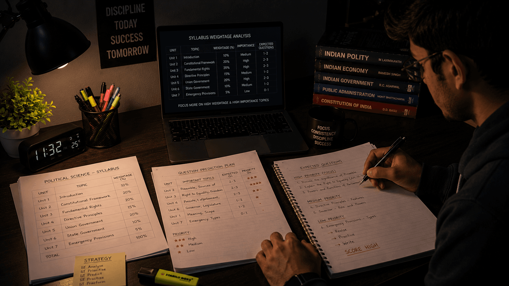 Student using syllabus weightage to prioritize likely university exam questions